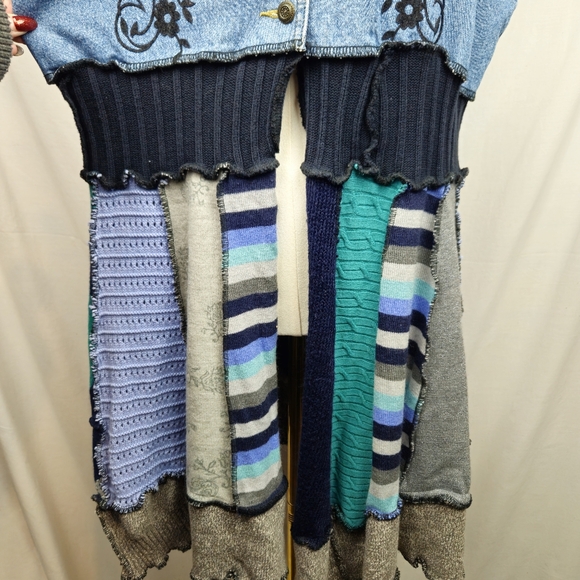 Bucura Jean Patchwork Vest Button Up No Size Western Boho Hippie Cottagecore - Picture 5 of 6